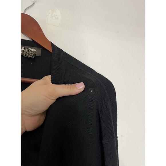 Neiman Marcus Merino Wool Black Men's Large Knit Sweater Pullover vneck - Picture 4 of 6